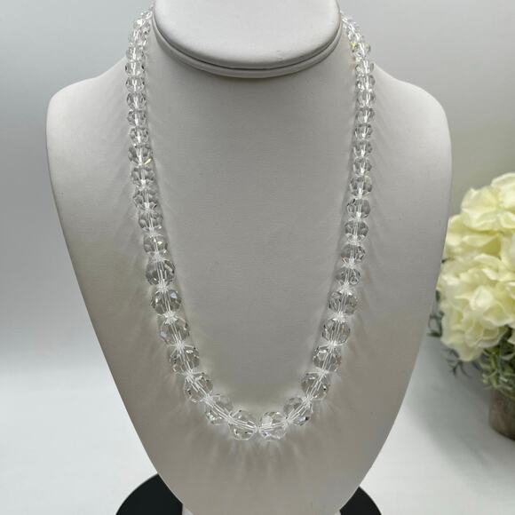 Swarovski Vintage Graduated
 Faceted Crystal Bead Necklace Statement Jewelry - Picture 1 of 16